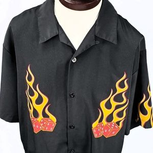 No Boundaries Mens VEGAS Flame Dice shirt